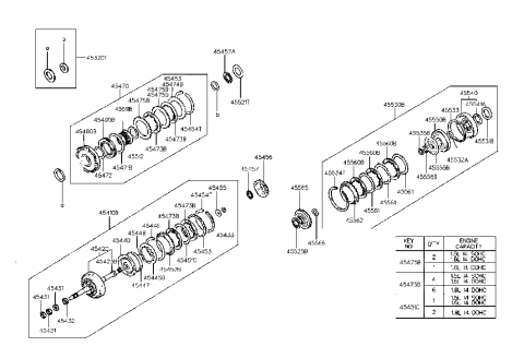 1993 Hyundai Elantra Clutch Assembly-Rear Diagram for 45410-36500