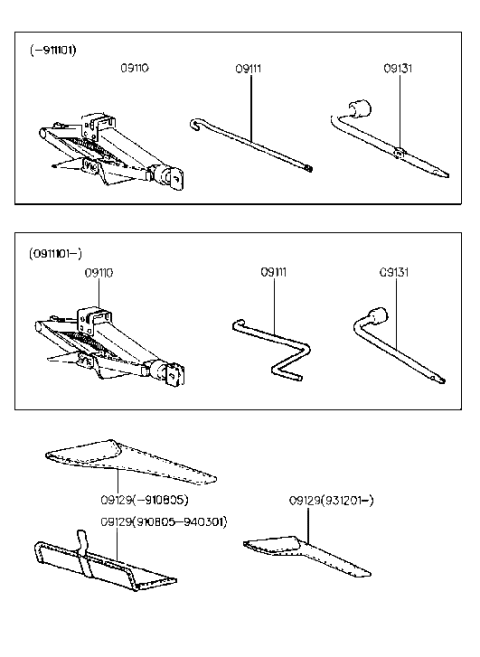 1995 Hyundai Elantra OVM Tool Diagram