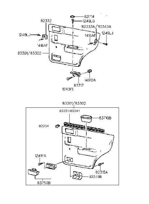 1995 Hyundai Elantra Rear Door Trim Diagram