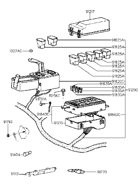 1994 Hyundai Elantra Relay And Fuse Box Kit Diagram for 91290-28A00