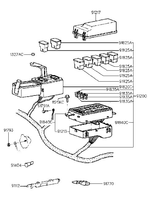 2005 Hyundai Sonata Fuse-Slow Blow 40A Diagram for 91827-22000