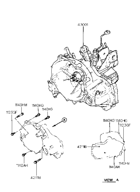 1995 Hyundai Elantra Old Body Style Transaxle (MTA) Diagram