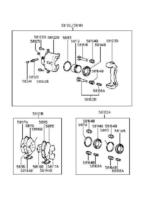 1995 Hyundai Elantra Old Body Style Front Wheel Brake Diagram