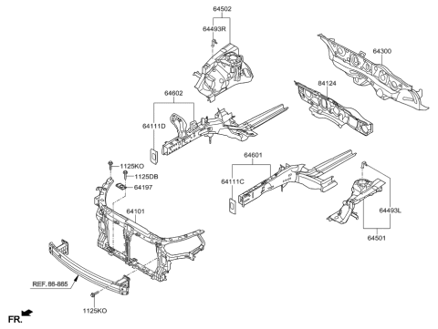 2002 Hyundai Sonata Bracket-Radiator Support Lower,RH Diagram for 64197-3V000