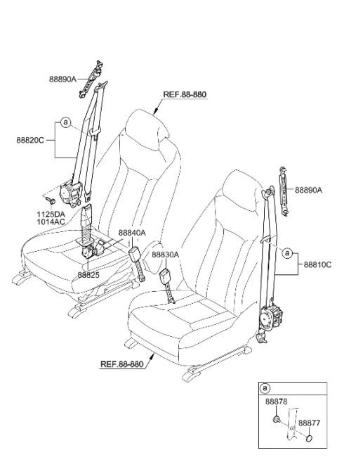 2015 Hyundai Azera Seat Belt PRETENSIONER,RH Diagram for 88841-3V500-RY