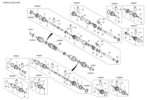 2015 Hyundai Azera Shaft Assembly-Drive,RH Diagram for 49501-3V560