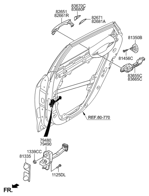 2016 Hyundai Azera Cover-Rear Door Outside Handle,RH Diagram for 83662-3V000-N9V