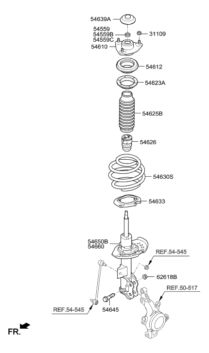 2001 Hyundai Sonata Strut Bumper Diagram for 54626-3R000