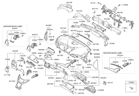 2015 Hyundai Azera Panel Assembly-Lower Crash Pad Diagram for 84730-3VAA0-RY