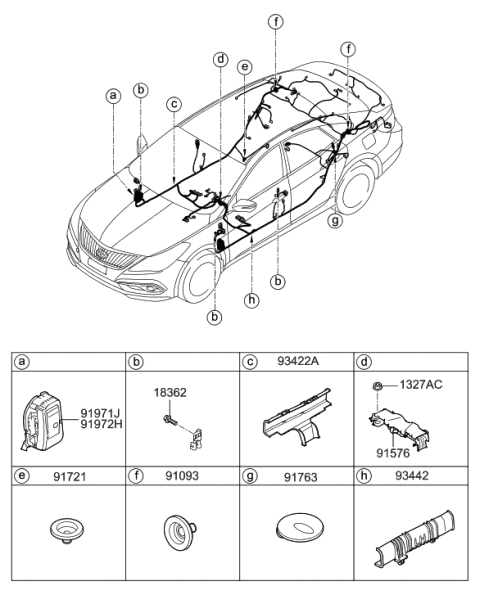 2015 Hyundai Azera Protector-Multi Box,RH Diagram for 91971-3V030