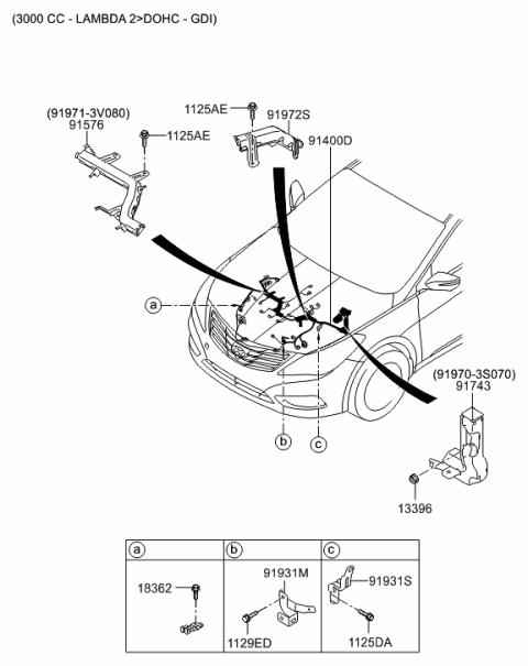 2001 Hyundai Sonata Protector Diagram for 91971-3K040