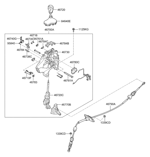 2016 Hyundai Azera Shift Lever Control (ATM) Diagram