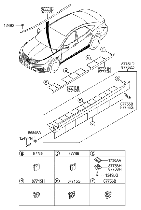 2015 Hyundai Azera Body Side Moulding Diagram