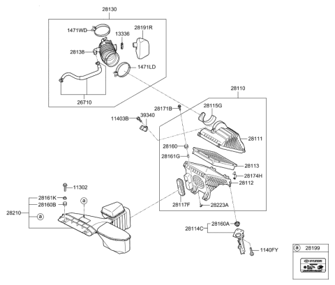 2002 Hyundai Sonata Duct Assembly-Air Diagram for 28210-3V600