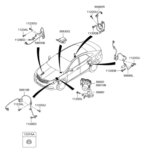 2002 Hyundai Sonata Sensor Assembly-Abs Real Wheel ,LH Diagram for 59910-3V500