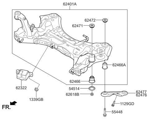 2001 Hyundai Sonata Crossmember Complete Diagram for 62405-3V800