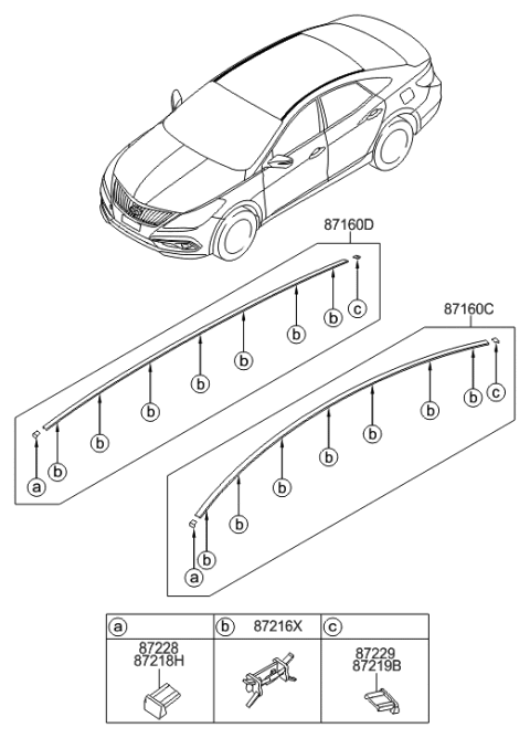 2016 Hyundai Azera Roof Garnish & Rear Spoiler Diagram