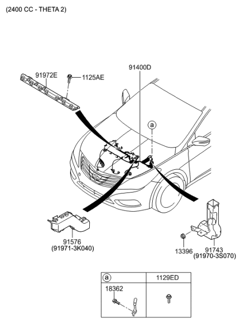 2002 Hyundai Sonata Protector-Engine Top Diagram for 91970-3S100