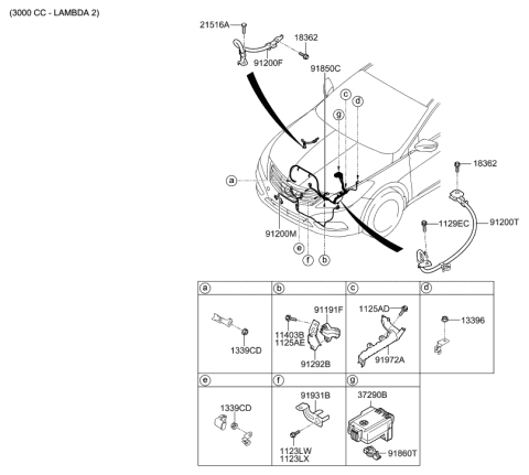 2001 Hyundai Sonata Wiring Assembly-Battery(+) Diagram for 91850-3V110