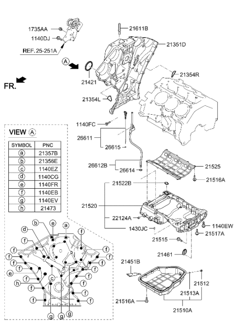 2016 Hyundai Azera Belt Cover & Oil Pan Diagram