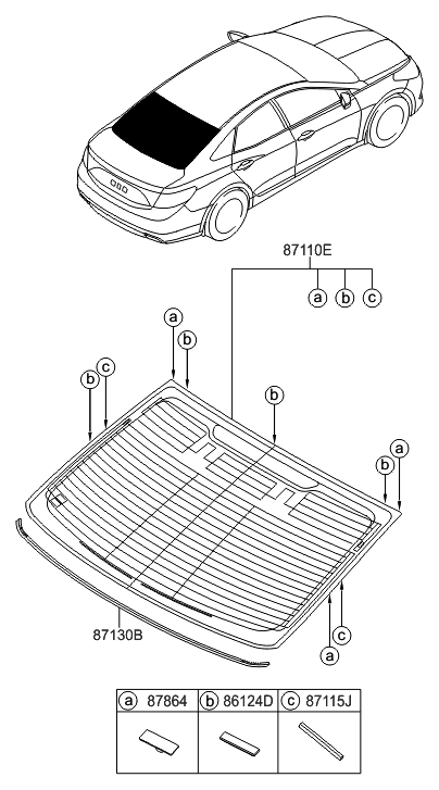 2015 Hyundai Azera Rear Window Glass & Moulding Diagram