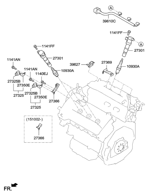 2015 Hyundai Azera Spark Plug & Cable Diagram
