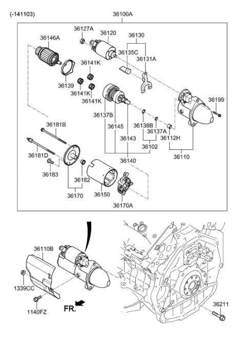 2001 Hyundai Sonata Packing-Starter Diagram for 36139-2G210