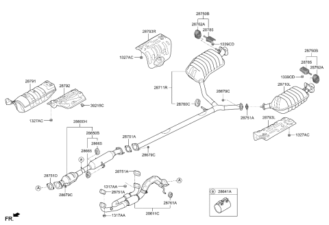 2002 Hyundai Sonata Rear Muffler Assembly, Right Diagram for 28711-3V745