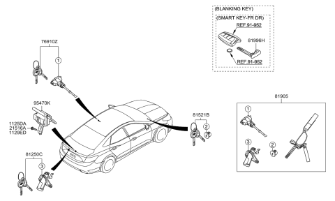 2016 Hyundai Azera Receiver Assembly-Keyless Entry Diagram for 95470-3V012