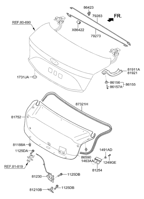 2015 Hyundai Azera Trunk Lid Trim Diagram