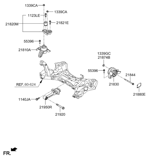 2015 Hyundai Azera Engine & Transaxle Mounting Diagram