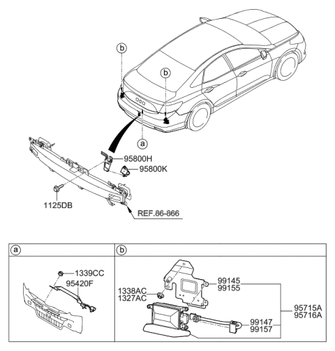 2001 Hyundai Sonata Bracket,LH Diagram for 95812-3V1AS
