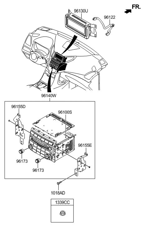 2015 Hyundai Azera Monitor Assembly-Audio Diagram for 96130-3V920