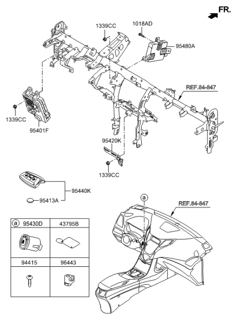 2002 Hyundai Sonata Smart Keyless Remote Key Diagram for 95440-3V022