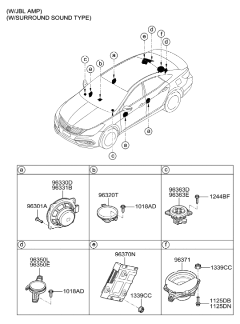 2016 Hyundai Azera Midrange Speaker Assembly,Right Diagram for 96321-F5500