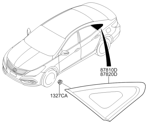 2015 Hyundai Azera Glass Assembly-Quarter Fixed,RH Diagram for 87820-3V110