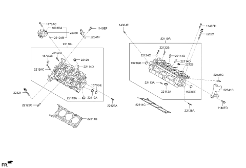 2001 Hyundai Sonata Gasket-Cylinder Head RH Diagram for 22311-3L150