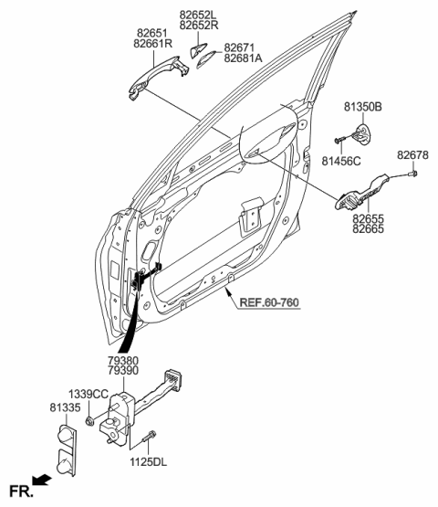 2015 Hyundai Azera Door Handle Assembly, Exterior Diagram for 82651-3V020-NB9