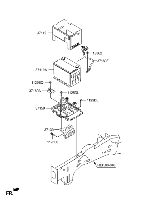2002 Hyundai Sonata Stay Battery-Upper Diagram for 37130-F6000