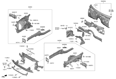 2007 Hyundai Azera RETAINER-COWL Top Cover MTG Diagram for 14204-07000-B