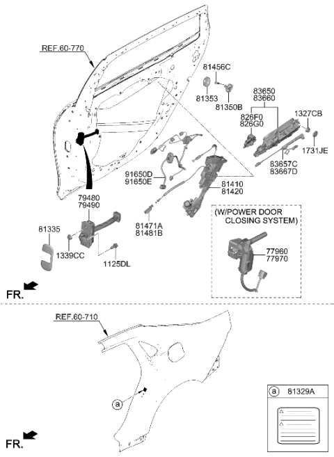 2007 Hyundai Azera Decal-Power Dr Latch Diagram for 81329-J6000