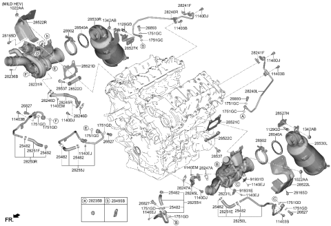 2023 Hyundai Genesis G90 PIPE & HOSE ASSY-T/C WATER DRA Diagram for 28255-3N101