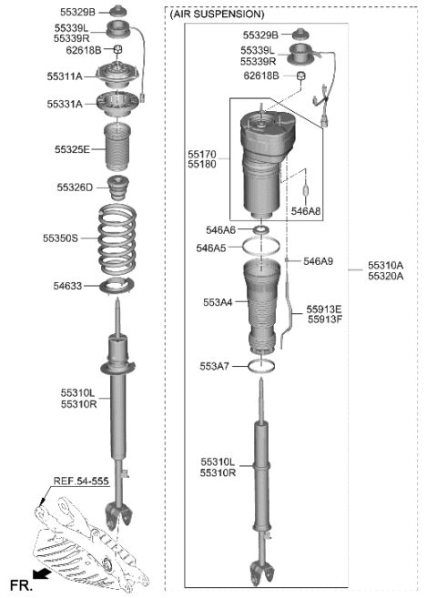 2007 Hyundai Azera PAD-REAR SPRING,UPR Diagram for 55334-T1000