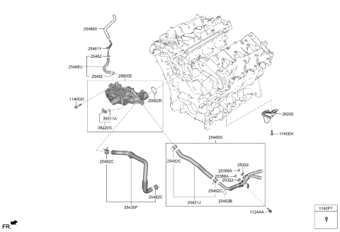 2023 Hyundai Genesis G90 Coolant Pipe & Hose Diagram