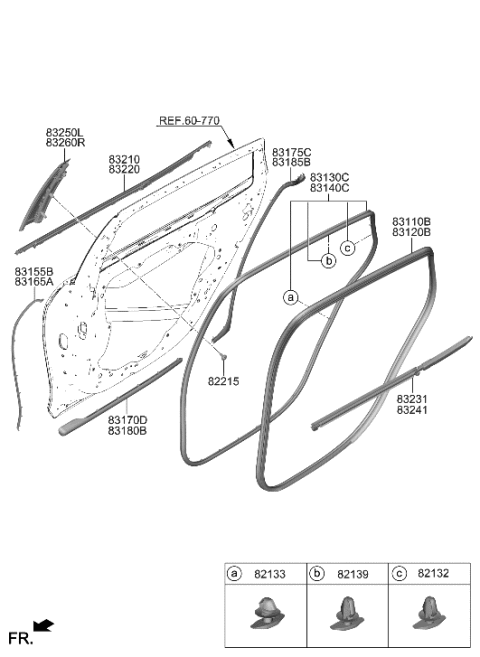 2023 Hyundai Genesis G90 Rear Door Moulding Diagram