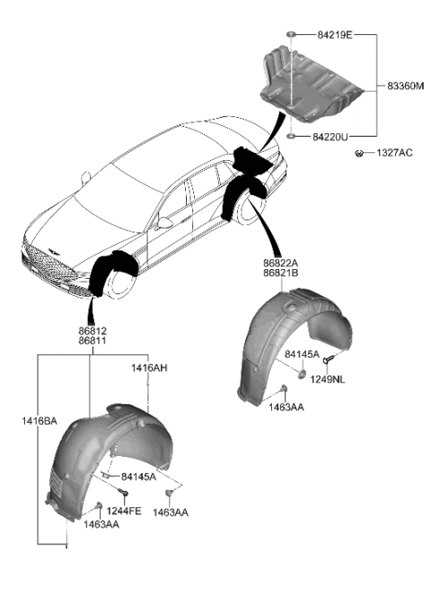 2023 Hyundai Genesis G90 Wheel Gaurd Diagram