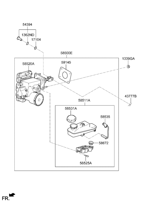 2023 Hyundai Genesis G90 Brake Master Cylinder & Booster Diagram