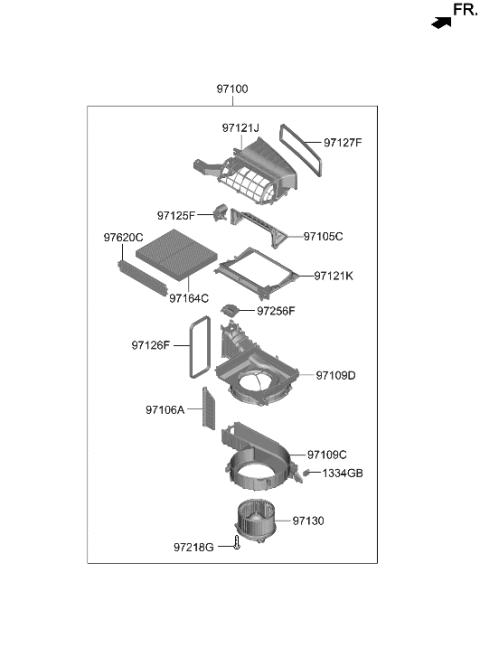 2023 Hyundai Genesis G90 SEAL-HEATER TO DEFROSTER DUCT Diagram for 971A6-T1000