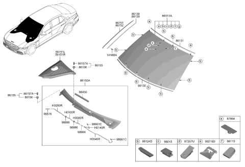 2023 Hyundai Genesis G90 Windshield Glass Diagram