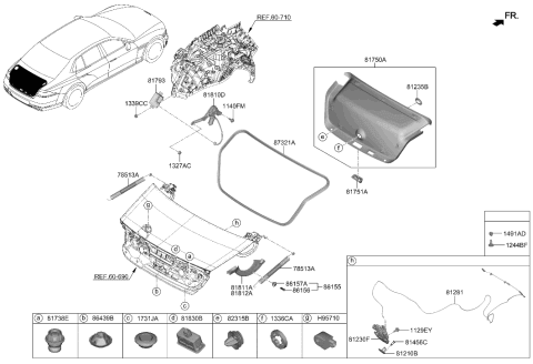 2023 Hyundai Genesis G90 Trunk Lid Trim Diagram